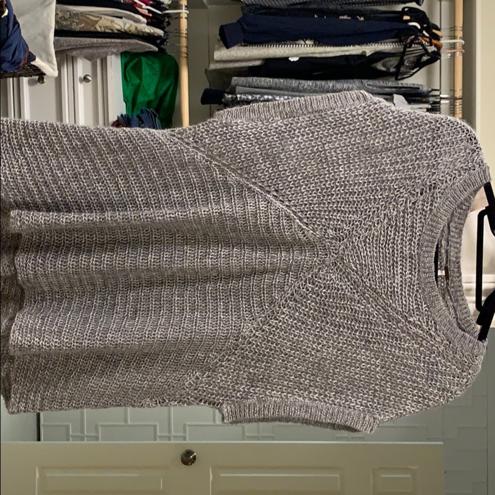 Gray free people short sleeve sweater